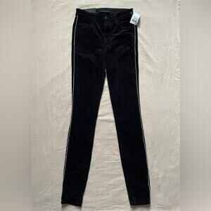 NWT J BRAND Maria Cosmopolitan High Rise Rhinestone Stripe Pant Black Size 23